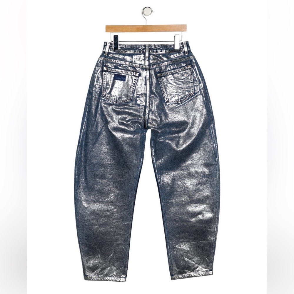 Ganni Barrel Leg Silver Jeans - Picture 2 of 4